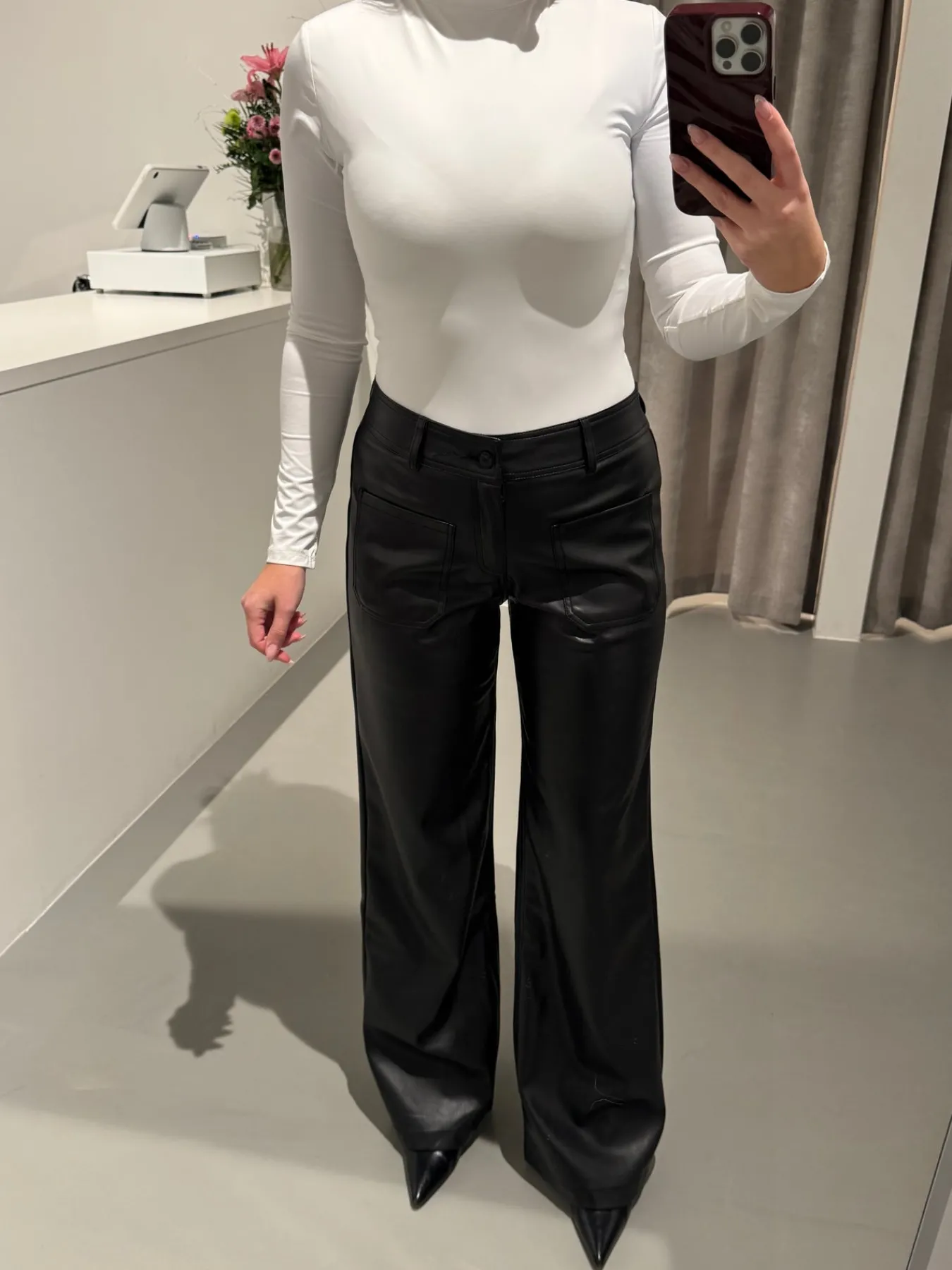 Astrid Frank Tall|Bukser|Frida PU bukser sort