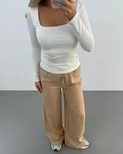 Astrid Frank Tall|Bukser|Line bukser lysebrun